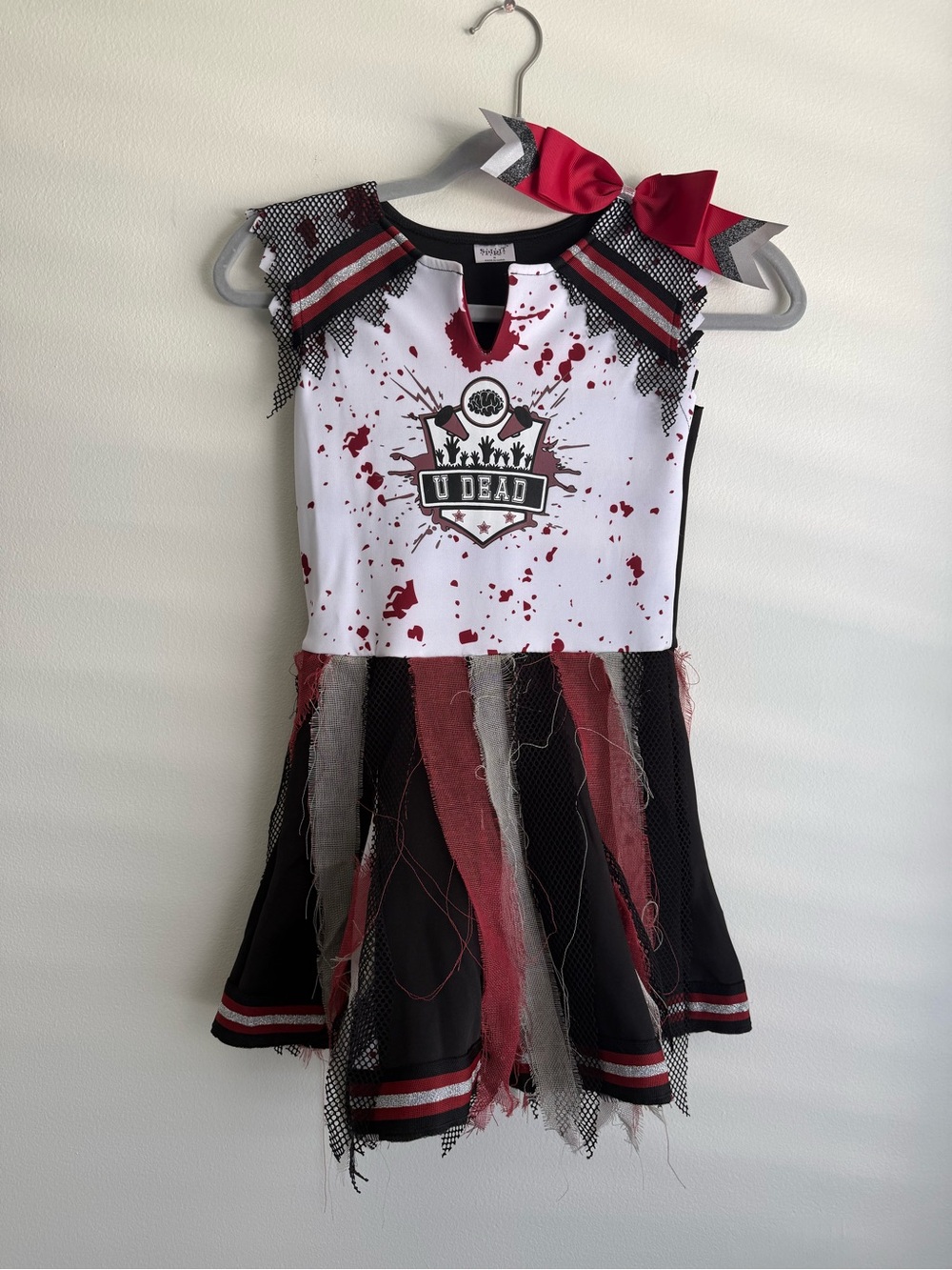 Spirit Halloween “U Dead” Costume Dress with Matching Bow. Sz. M